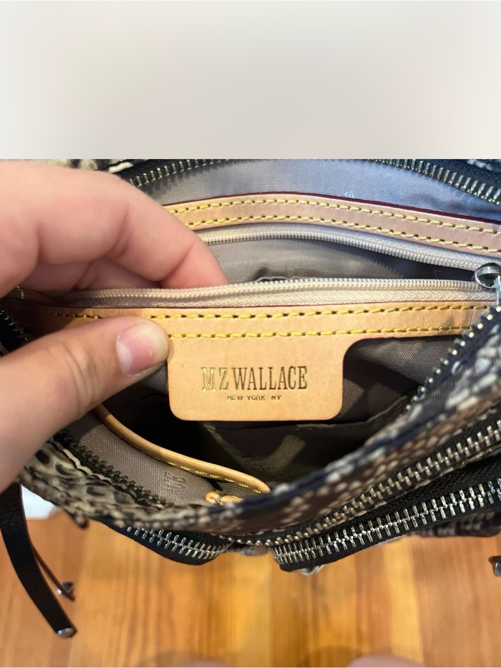 NWOT MZ Wallace  MIA Snake-Print Crossbody Bag in Beige and Black - Picture 13 of 16